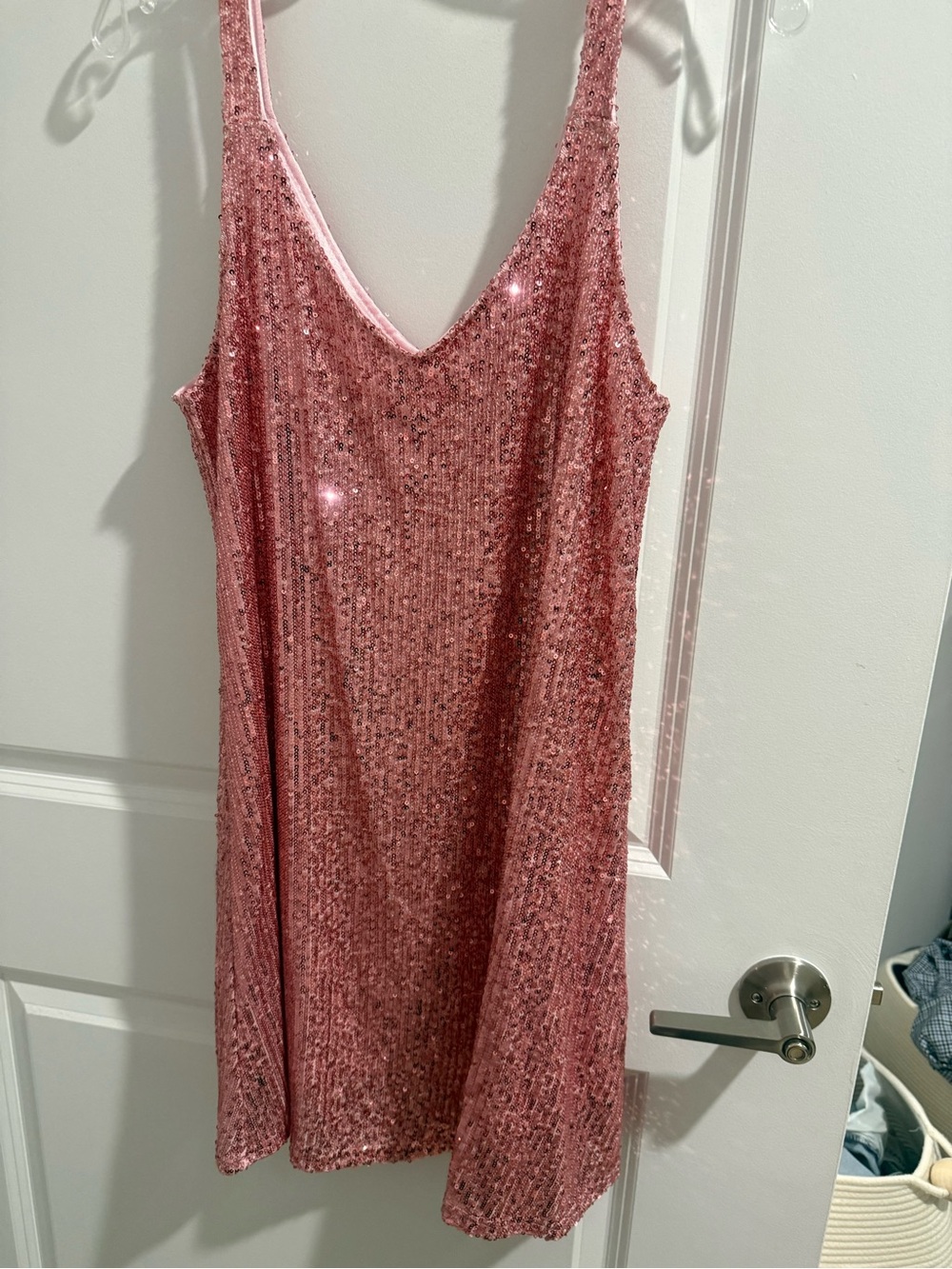 Sparkle Pink Sequin V-Neck Slip Dress